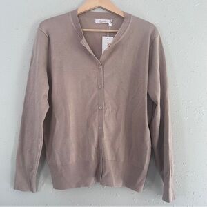 NWT Women's Tan Cream Cardigan Sweater Neutral Classic Comfy XL